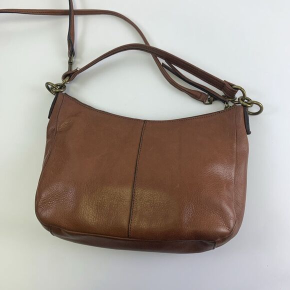 Margot Brown Leather Crossbody Top Handle Shoulder Purse Bag Turn Lock Pocket - Picture 3 of 14